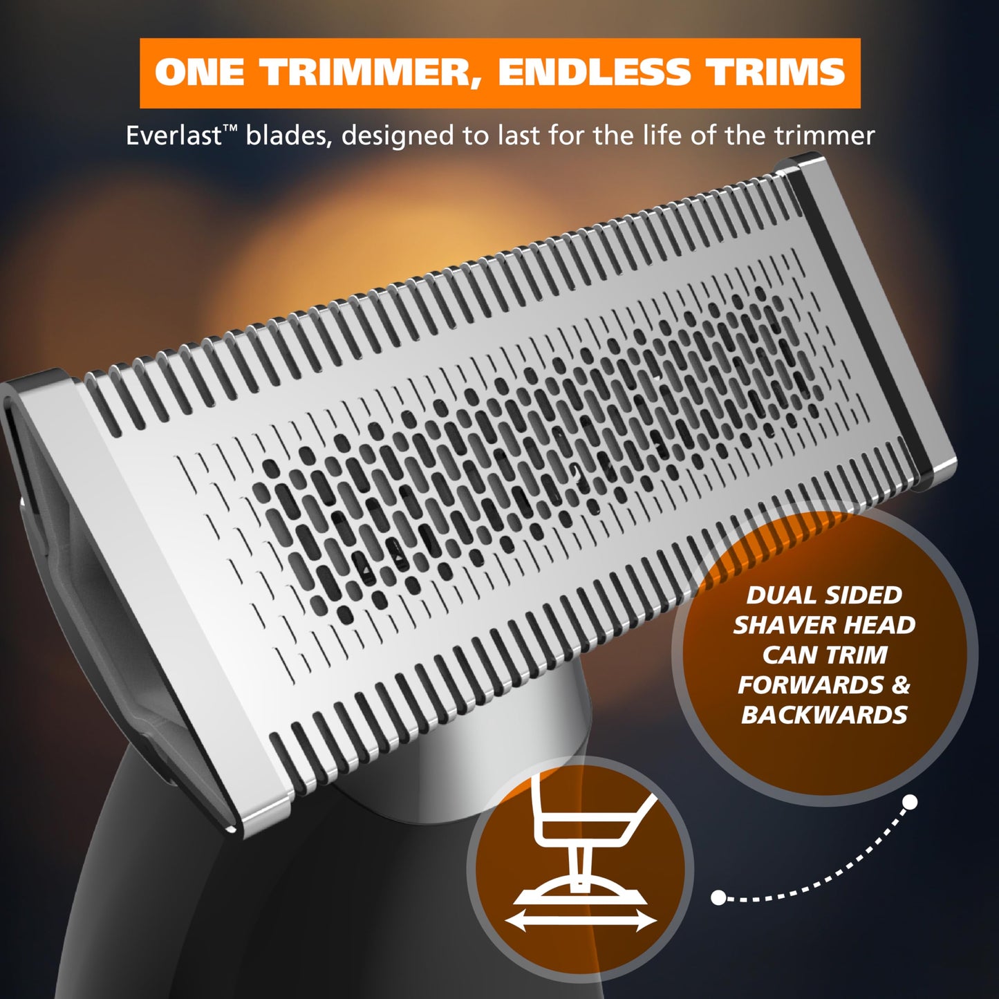 Wahl Trim Ninja Hybrid Electric Shaver for Facial Hair & Nose Grooming – 2 Heads - Bi-Directional Electric Beard Trimmer for Men – Precision Ear & Nose Hair Trimmer for Men – Model 3030114