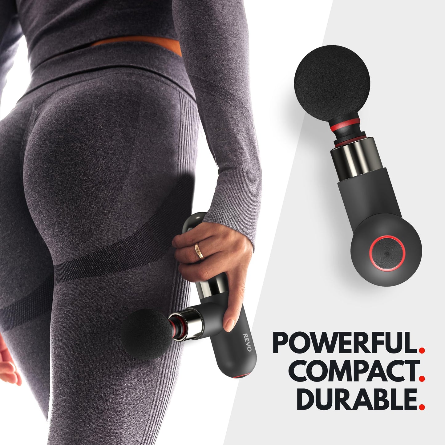 The Pill by REVO - Handheld Deep Tissue Electric Massage Gun with 4 Attachments - Powerful, Sleek, Ergonomic, Lightweight - Compact and Easy to Hold Percussion Muscle Massager