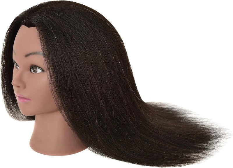 FUTAI African American Mannequin Head 100% Real Human Hair Manikin Doll Style Head for Practice Braiding Styling Cosmetology Training with Stand