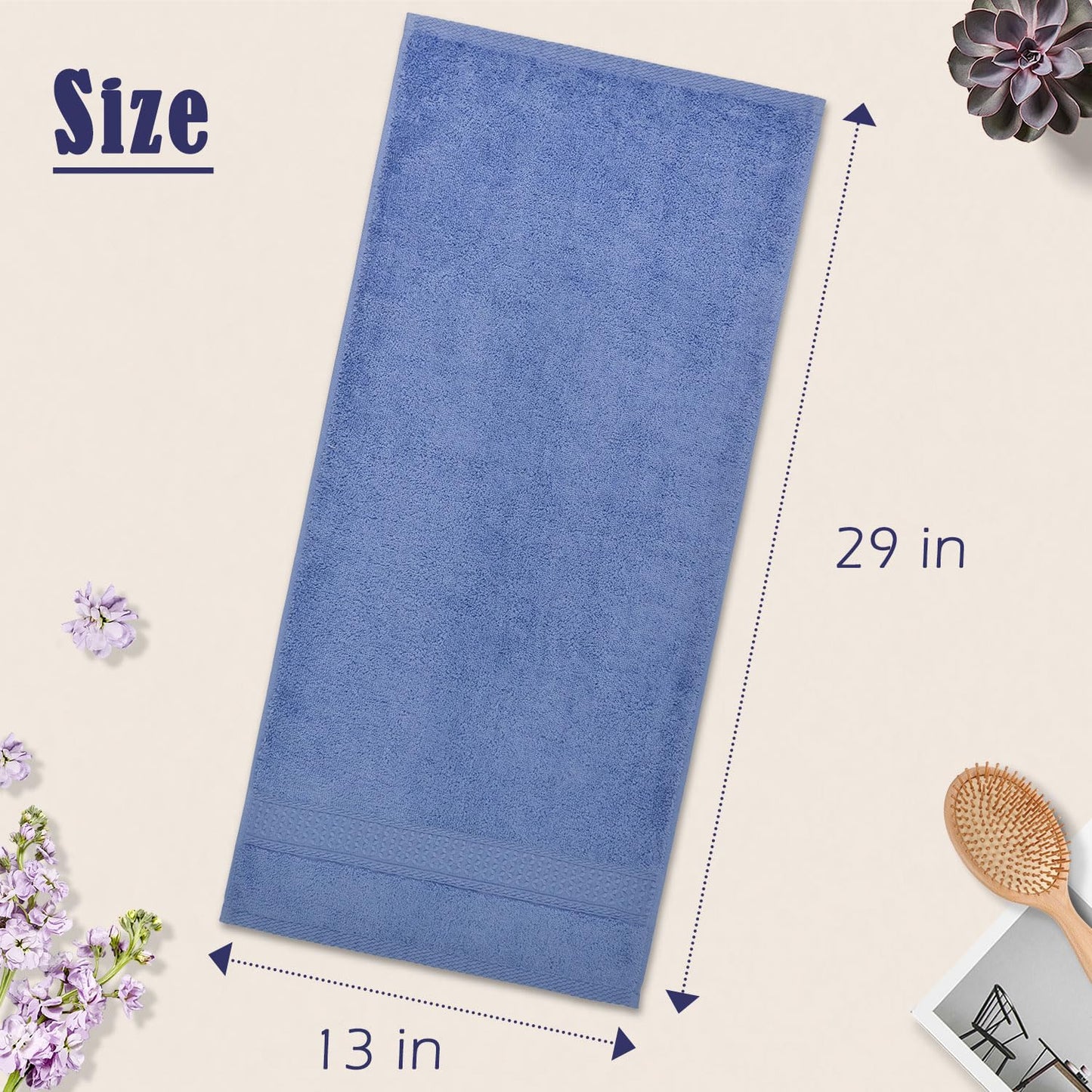 Cleanbear Cotton Hand Towel Set 6-Pack Ultra Soft Hand Towels with Assorted Colors (13 x 29 Inches) Lightweight and Quick Dry