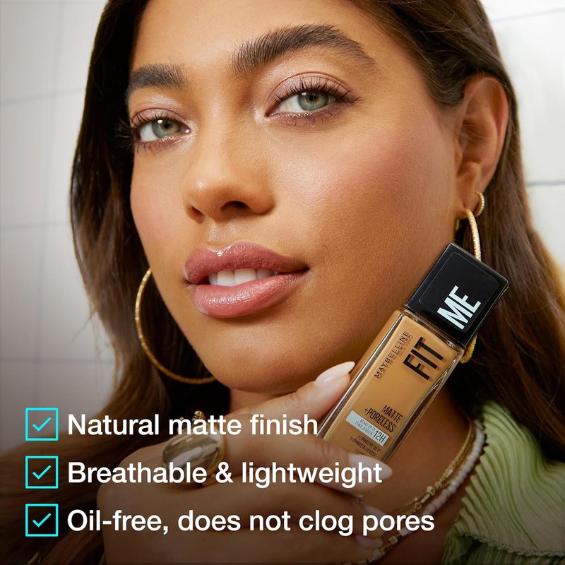 Maybelline Fit Me Matte + Poreless Liquid Oil-Free Foundation Makeup, Espresso, 1 Count (Packaging May Vary)