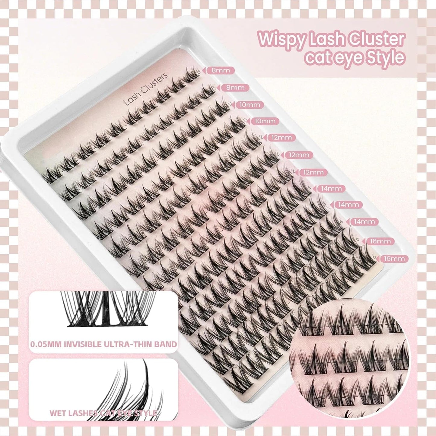 YASNAI Manga Lash Clusters - Spiky Eyelash Extensions | 120 Pcs C Curvature, 8-16MM, Natural Look