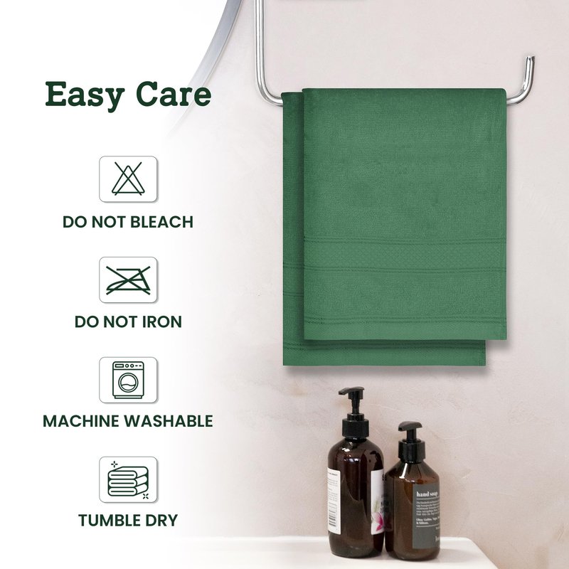 Casa Lino 100% Cotton Hand Towels for Bathroom - Soft, Highly Absorbent & Quick Dry Kitchen Towels - Gym Towel Set - Travel Towel Set - 24" x 16" - Pack of 4 - (Green)