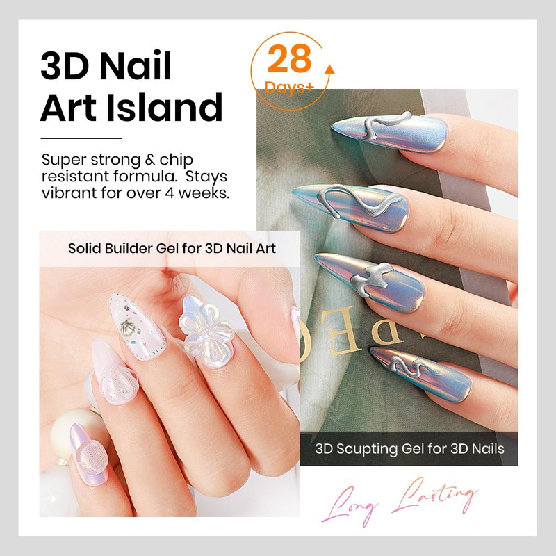 MIZHSE 30g 3D Gel Nail Art Kit Sculpting Gel, 2PCS 3D Nail Gel Solid Builder Gel for Nails Clear Builder Molding Gel Art Soak Off U V LED Sculpture Gels for Nails for Salon Home DIY Woman
