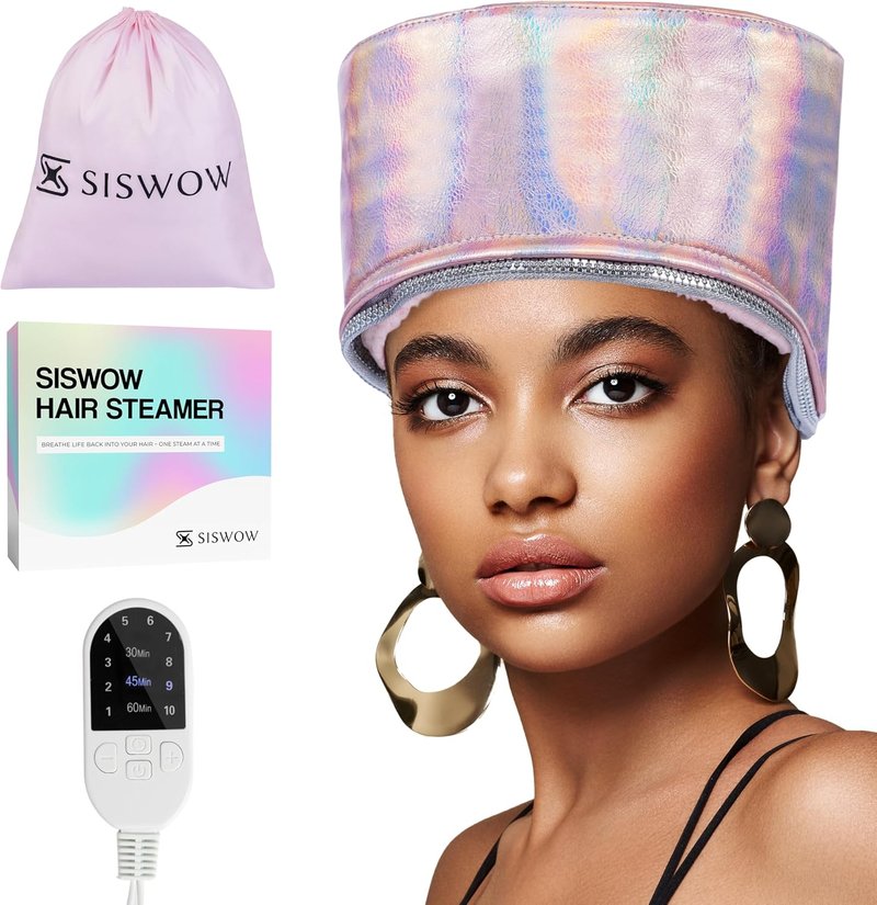 Heating Cap for Deep Conditioning - 10-Level Adjustable Heat | Portable & Waterproof Hair Steamer for Natural Black Hair