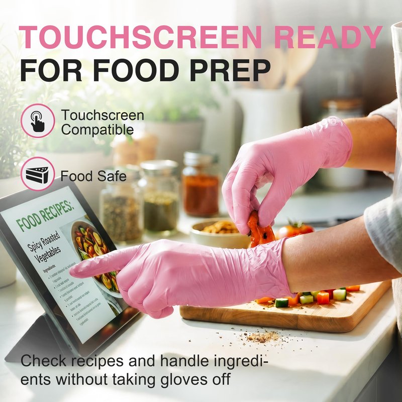 Schneider Nitrile Exam Gloves, 4-mil Medical Gloves Disposable Latex Free, Powder Free, Food Safe Glove for Cooking, Cleaning, Examination, Cherry Blossom, Medium, 100-ct Box