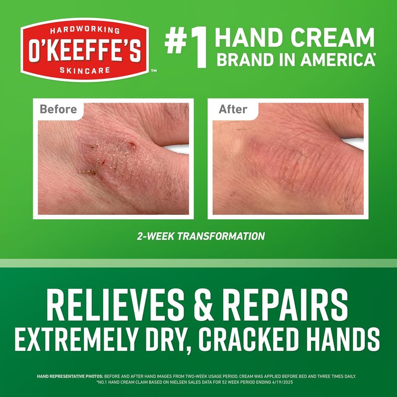 O'Keeffe's Hand Cream for Extreme Dryness - Repair Cracked Skin | 10oz Pump Jar