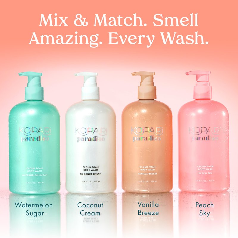Kopari Paradiso Cloud Foam Body Wash – Vanilla Breeze | Hydrating Foaming Body Wash with Hyaluronic Acid & Vitamin E | Gentle Cleanse, Cozy Scent