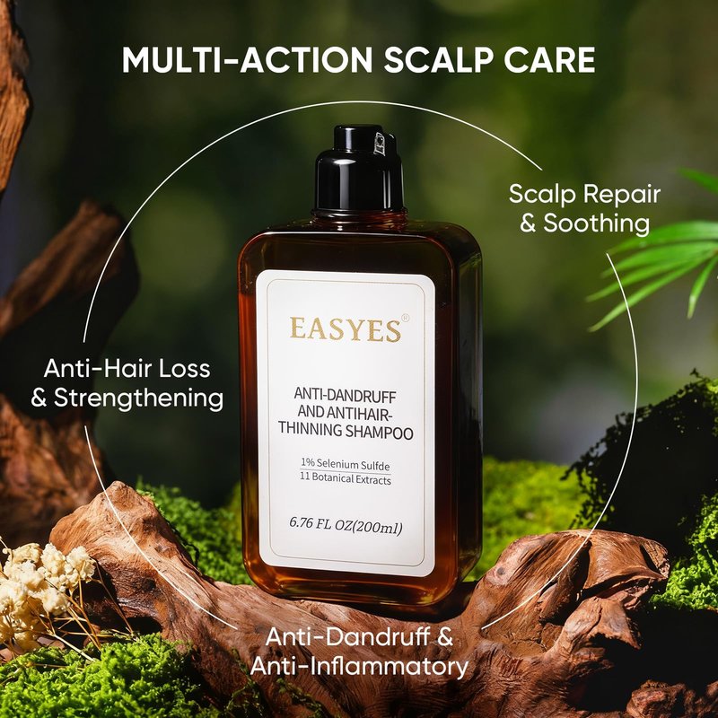 Easyes Anti Dandruff Shampoo with 1% Selenium Sulfide – Helps reduce Itchy Flaky Scalp, strengthens and nourishes hair, soothes the scalp, Controls Oil, 7oz