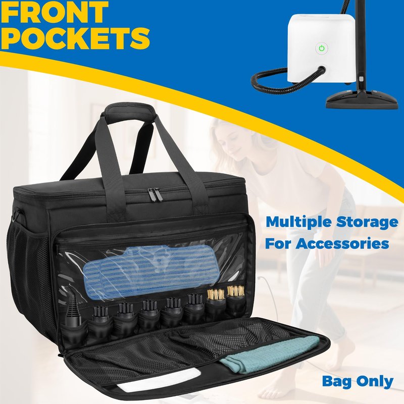 FURIMETY Steam Cleaner Carrying Bag Compatible with Dupray Neat Steam Cleaner, Multiple Storage Pockets for Dupray Neat Plus Steam Cleaner and Accessories, Bag Only, Quilted Black