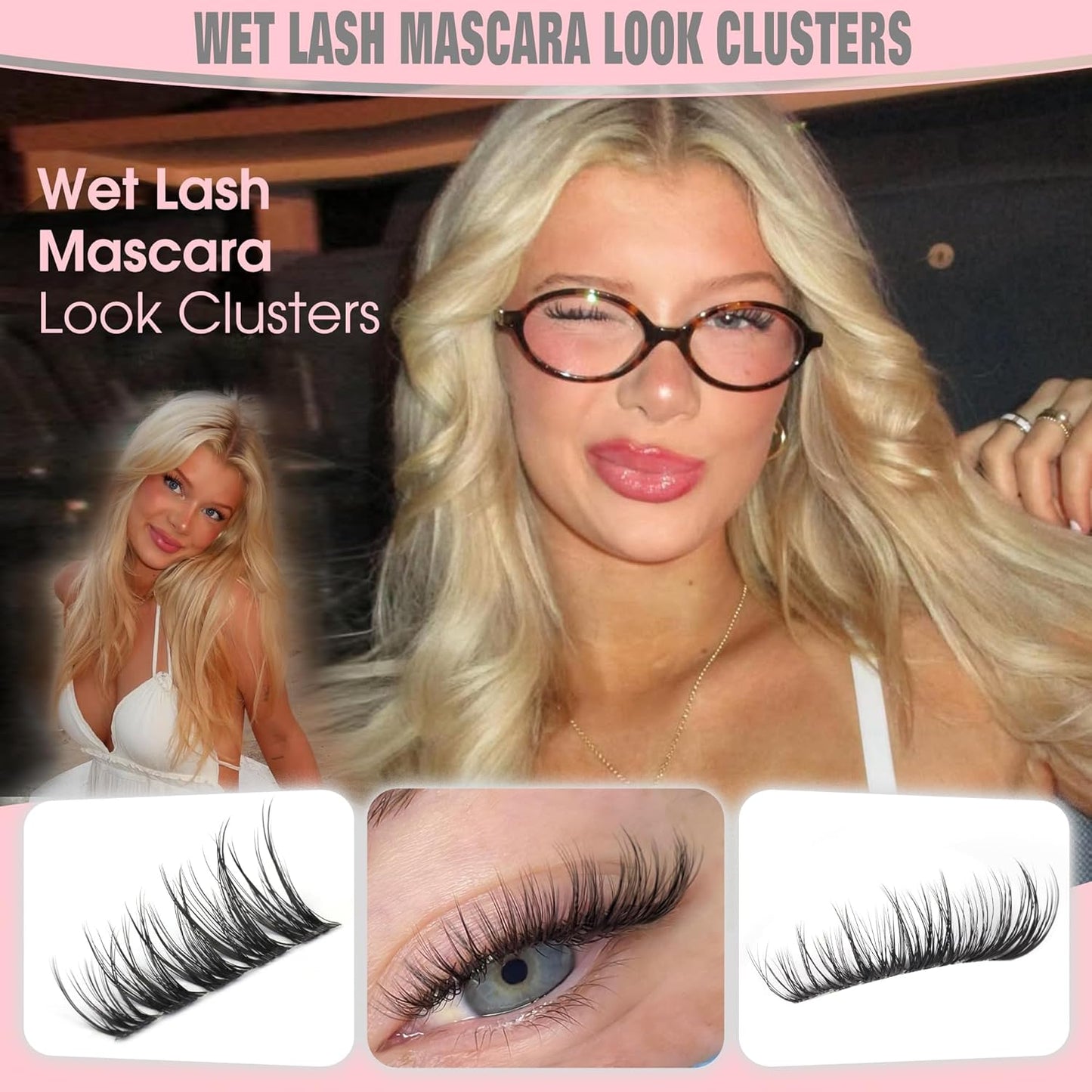 Skiennix Short Wispy Lash Clusters - C Curl Fluffy Natural Individual Lashes | 144pcs Set (10-12-14mm)