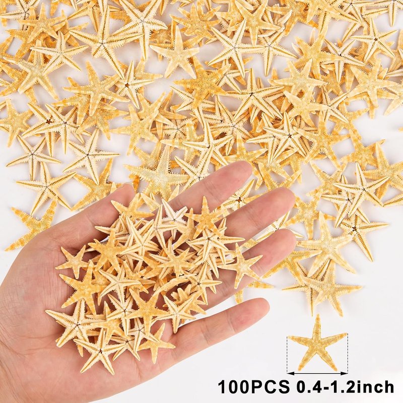 Natural Small Starfish for Crafts - 100 PCS Mini Starfish Decor | 0.4" to 1" for Beach Weddings & DIY Projects