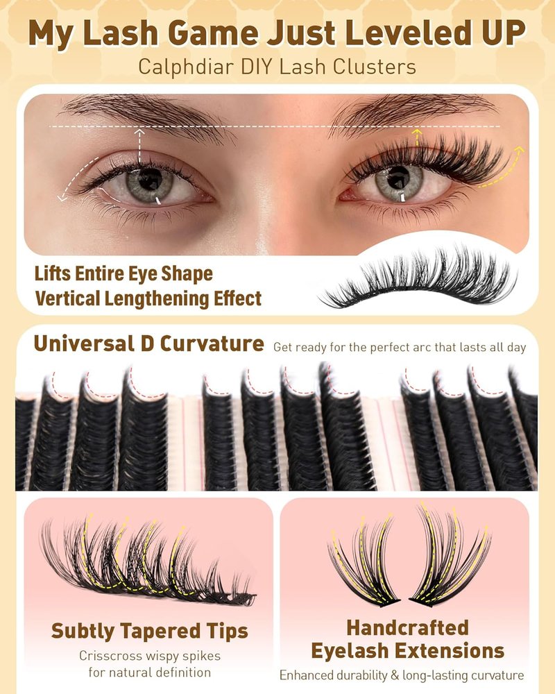 Eyelash Clusters - 30D to 100D Wispy Individual Lashes | 476PCS D-Curly Extensions 10-16MM