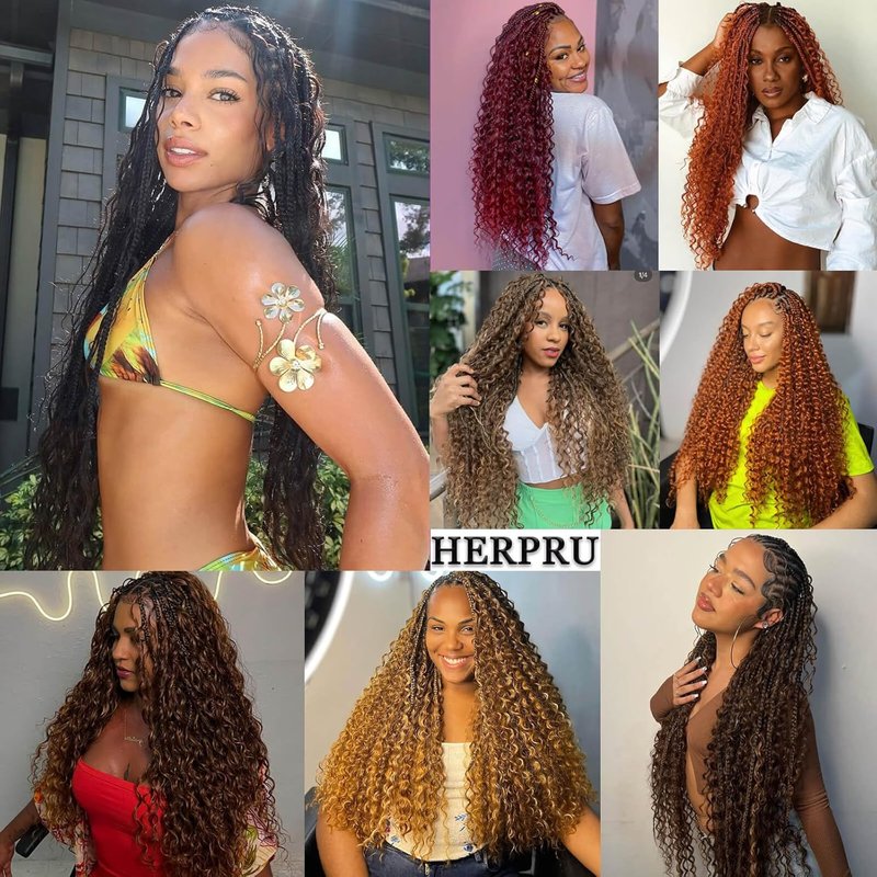 Skiennix Human Braiding Hair - Wet & Wavy Deep Wave Extensions | 110g Boho Chocolate Brown 16-Inch 3 Bundles