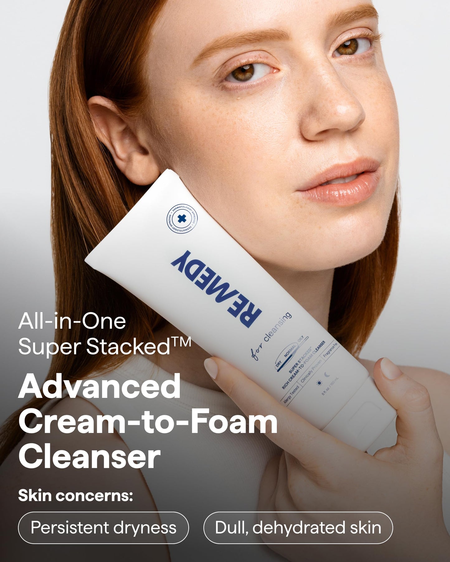 Remedy Cream-to-Foam Cleanser - Hydrating Face Wash with Ceramides, Hyaluronic Acid and Glycerin - Fragrance Free & Eczema Seal Certified - by Dermatologist Dr Shah | 5 fl. Oz