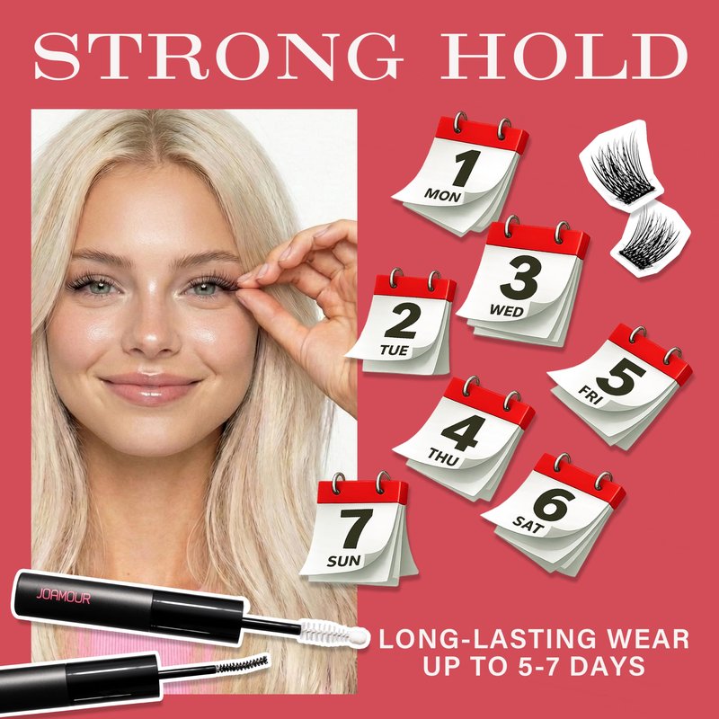 JOAMOUR Lash Bond and Seal, 2-in-1 Lash Cluster Glue, Waterproof & Sweatproof, Long-Lasting Hold up to 120-150H, Latex-Free, for DIY Eyelash Clusters, Home Use