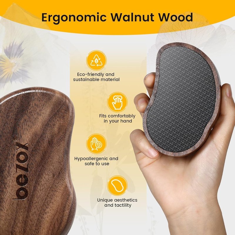 Glass Foot File - Nano-Glass Pumice Stone Scrubber for Silky Smooth Feet | Portable Walnut Wood Handle Pedicure Tool