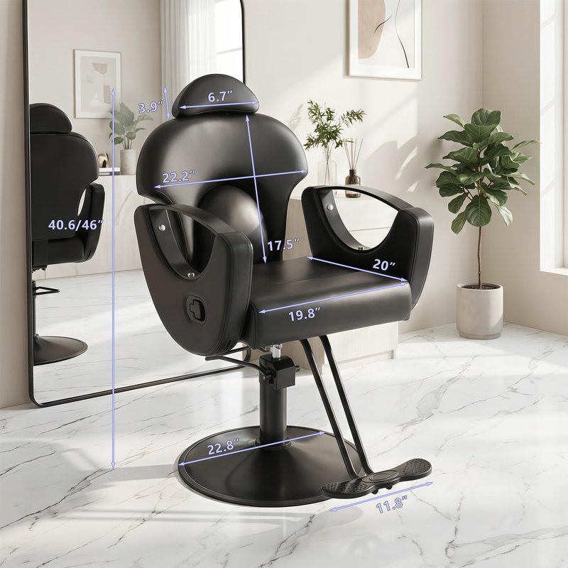 Hicomony Salon Barber Chair, Hydraulic Pump Height Adjustable Hair Styling Chair, Professional Reclining Hair Chairs,360° Swivel All-Purpose Beauty Chair for Home, Spa & Salon Equipment