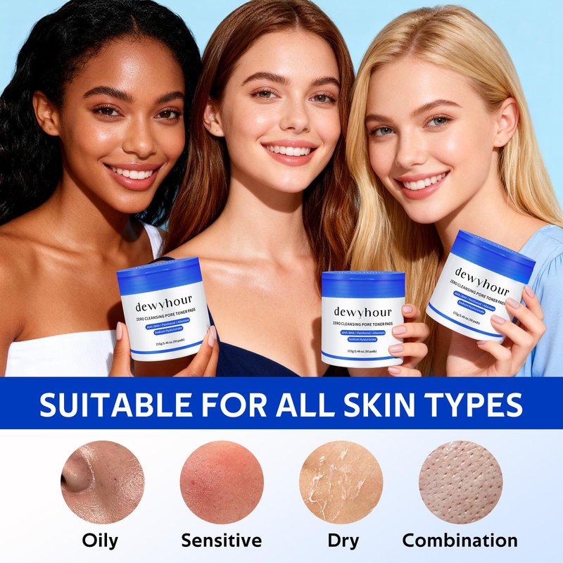 dewyhour Cleansing Face Pads, Gentle Exfoliation Toner Pads for Face with AHA & BHA – Korean Skin Care Moisturizing Dual-Sided Textured Pad Sensitive Skin