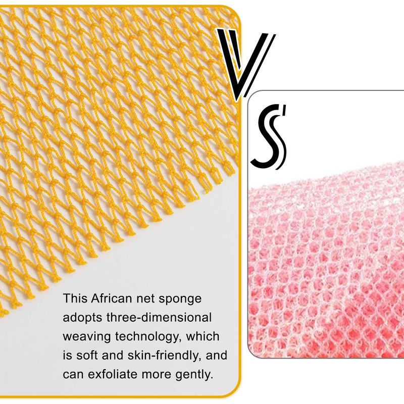4 Pieces Nylon African Exfoliating Net Sponge, Authentic African Net Sponge for Bath and Shower, Body Scrubber Back Exfoliating Bath Accessories (Pink, Orange, Purple, Green)