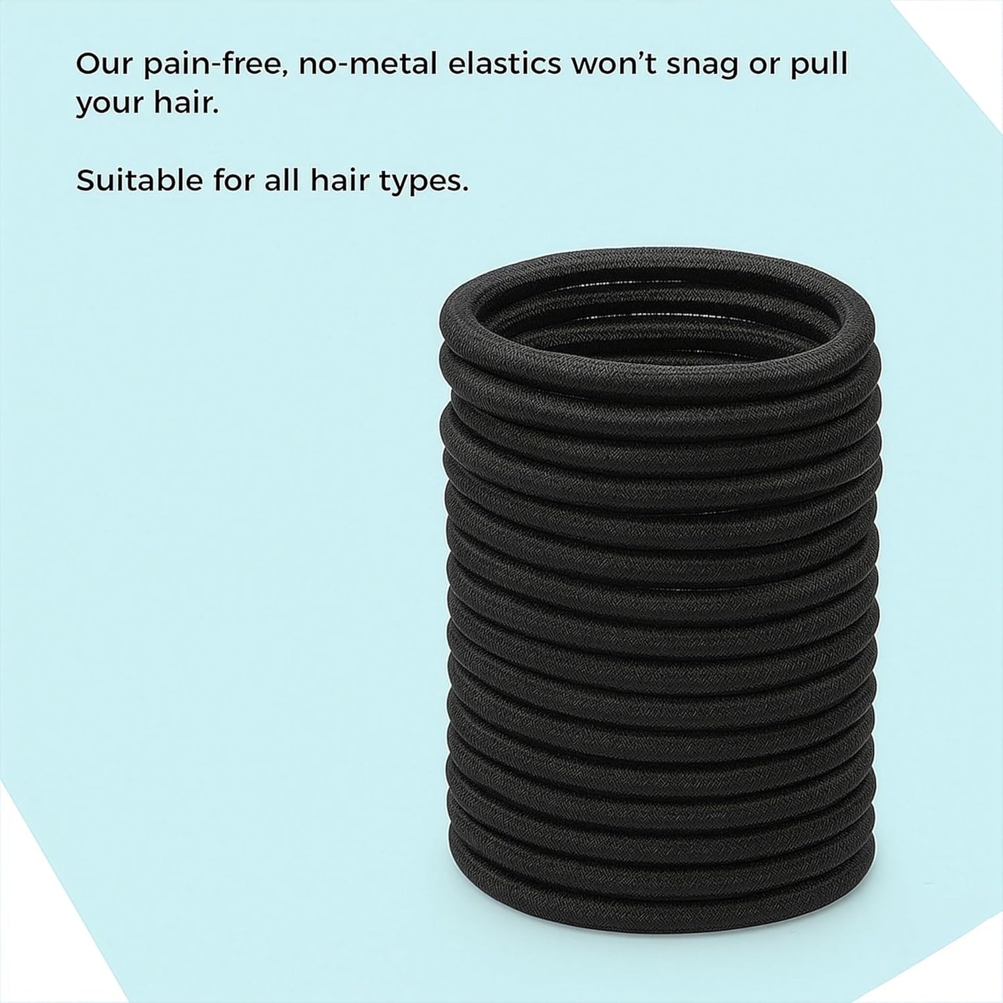 Ultimate Daily Hair Ties Kit - Ouchless No-Damage Elastics for All Hair Types | 30 Black + 10 Neutral + 8 Seamless Ponytail Holders