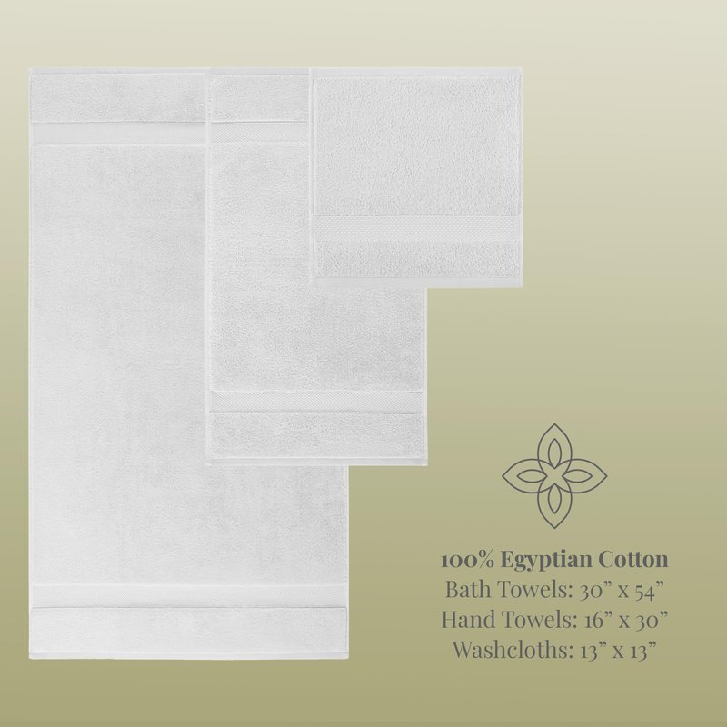 Aston & Arden Egyptian Wash Cloths - Pack of 6 - Oversized Ultra Soft Thick & Absorbent, 100% Ringspun Egyptian Cotton Bathroom Towel for Spa, Hotel, 600 GSM, 13 x 13 in, White