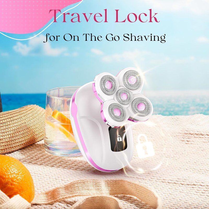 **Electric Razor for Women - Rechargeable Painless Shaver for Legs & Bikini | Wet/Dry Grooming Kit in Light Pink**