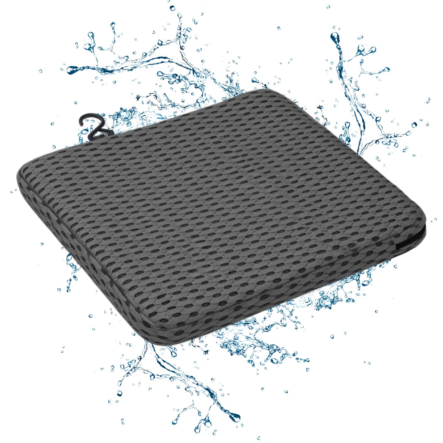 SPRING SEAON Shower Chair Cushion, Gel Shower Seat Cushion with Non-Slip Silicone Bottom, Quick-Dry Mesh Bath Seat Pad, Soft Washable Shower Bench Cushion for Seniors & Adults (Grey)