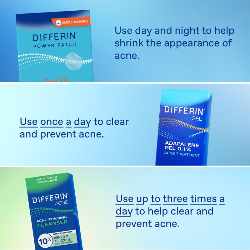 Differin Acne Patches, Pimple Patches for Acne Prone Skin, Formulated with Salicylic Acid and Centella, Fast Triple Action Power Patch for Day & Night, Dermatologist Tested, 36 Count
