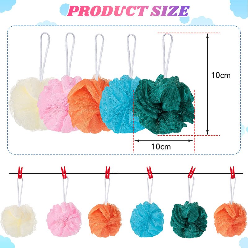 Chengu 20 Pack Mini Loofah Bath Sponge 20g Portable Travel Size Shower Sponge with Hanging Loop 4 Inch Bulk Mesh Puff for Kids Men Women Exfoliating Scrubber Pouf