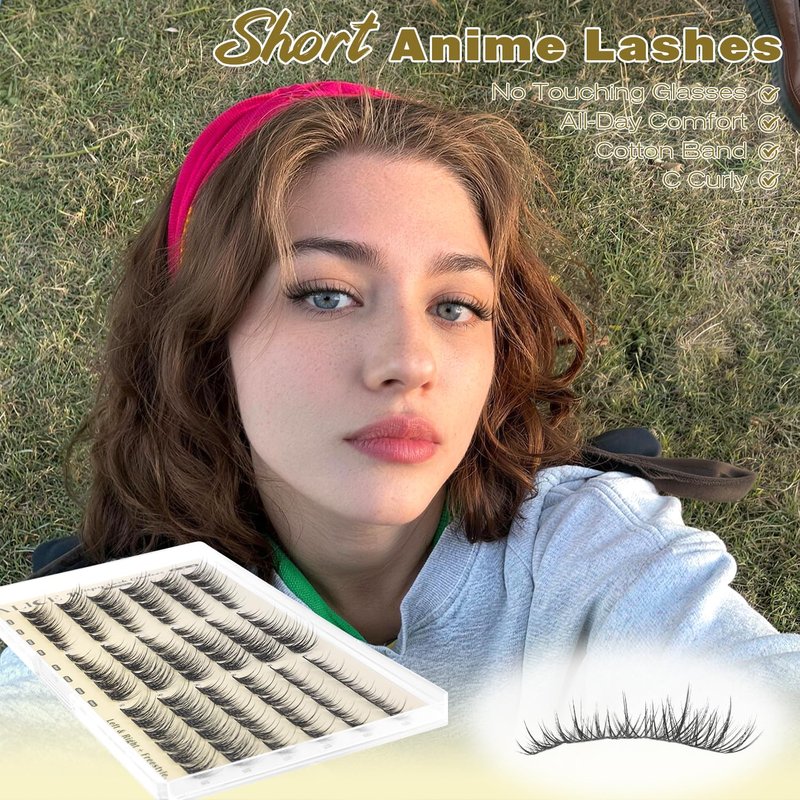 ALICE Natural Short Lash Clusters Wispy 8-12mm Cluster Eyelash Extensions Spiky Individual Lashes C-Curly Lash Extensions Thin Band Eyelash Clusters with Spikes
