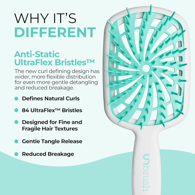 FHI Heat UNbrush Plus - Gentle Curly Hair Detangling Brush for Wet/Dry Hair | 84 UltraFlex Bristles, Lightweight Design