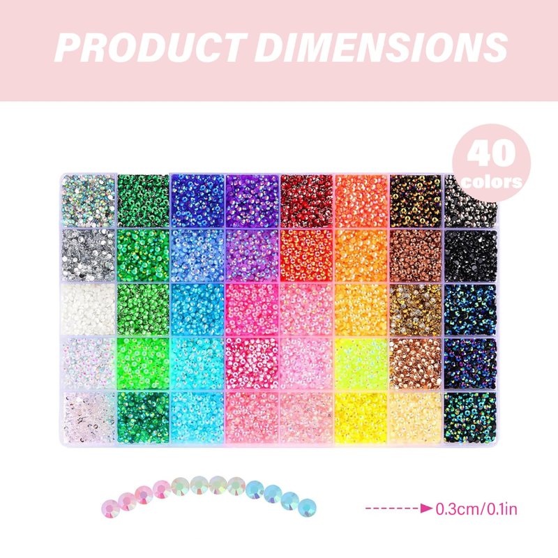Resin Rhinestones for Bedazzling|32000Pcs Resin Rhinestones Bedazzling Kit with 3Pcs 10ml Glue, 0.3cm Colorful Bedazzler Kit for Craft Clothes Mugs Shoes Fabric Nail Art 40 Colors