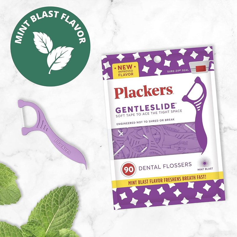 Plackers Gentleslide Flosser - Gentle Dental Care for Sensitive Gums | 90 Count