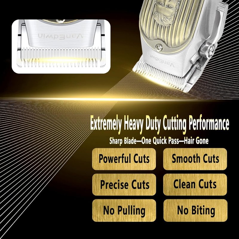 **Professional Hair Clippers for Men - Heavy Duty Cordless Barber Kit | Rechargeable Electric Fade Trimmer**