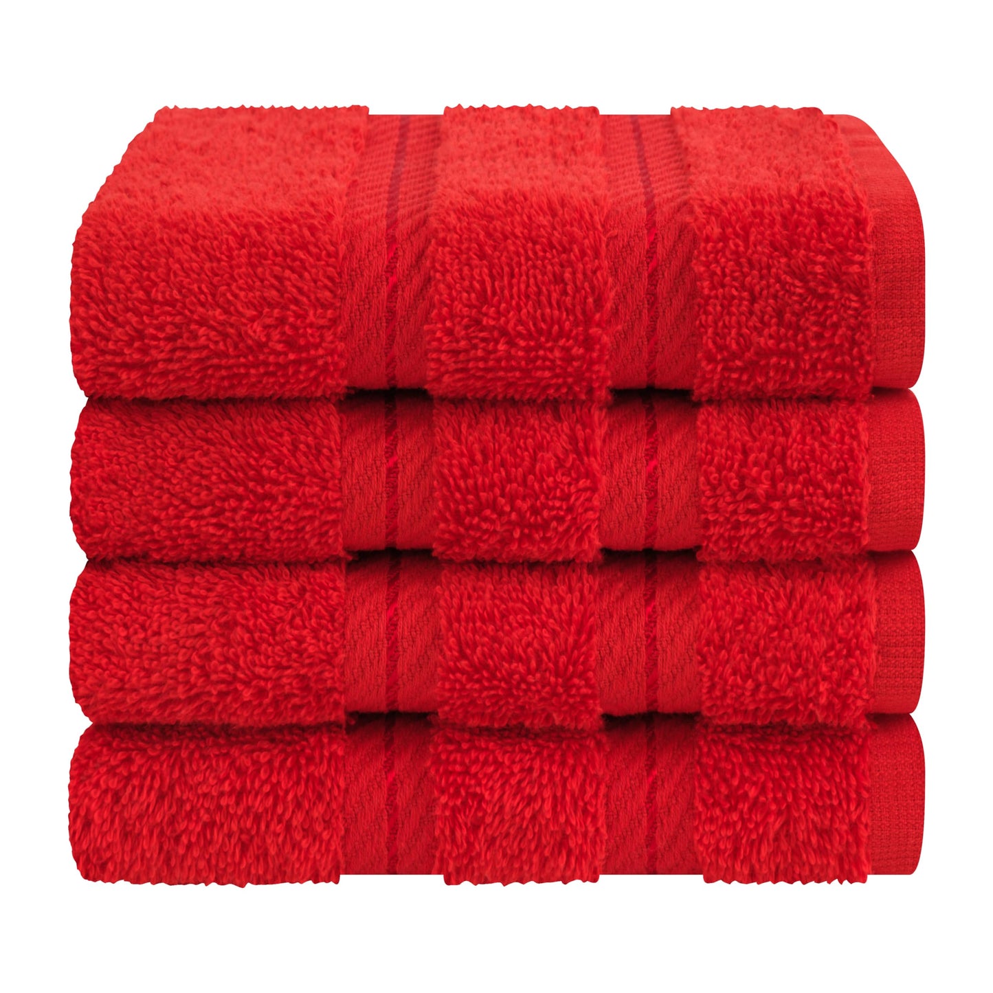 American Soft Linen Luxury Washcloths for Bathroom, 600 GSM 100% Cotton 4 Piece Turkish Wash Cloth Set, 13x13 in Soft Rags for Body and Face, Red Washcloths