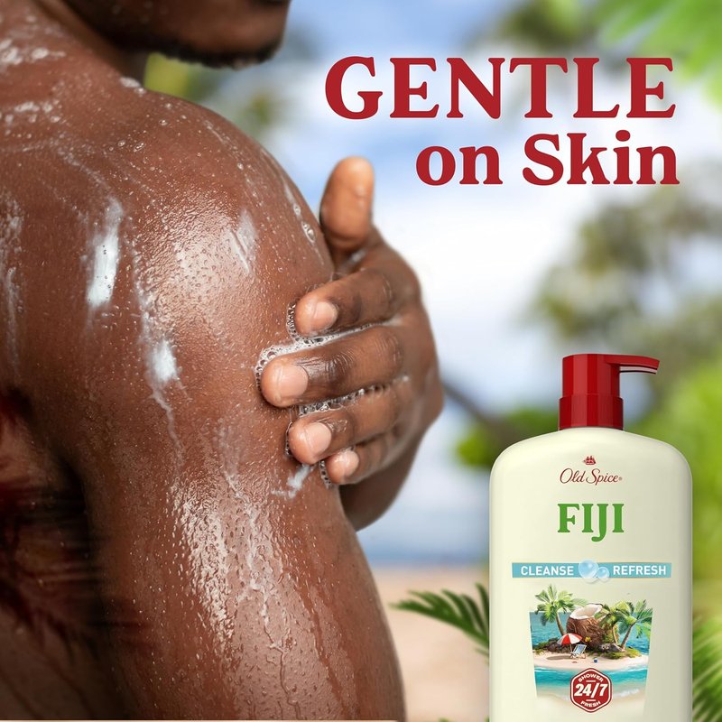 Old Spice Body Wash for Men - 24/7 Fresh Cleanse with Vitamin B3 | Fiji Coconut Scent, 25 oz (Pack of 4)