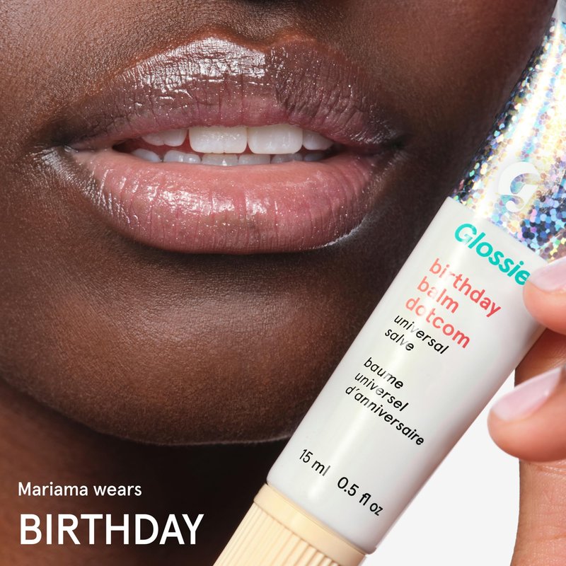 Glossier Balm Dotcom Hydrating Lip Balm - Universal Salve, Up to 12Hr Moisture - Lanolin, Beeswax & Castor Oil for Dry Lips, Cuticles & Skin - Birthday, Clear Soft Shimmer, 15ml