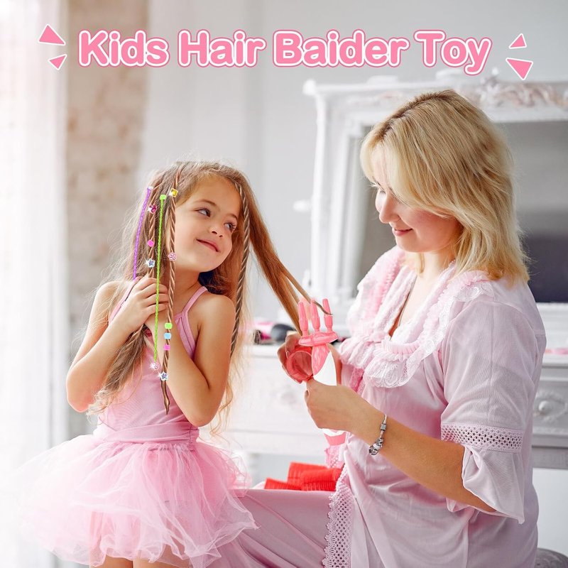 Skiennix DIY Hair Salon Toys - Automatic Hair Braiding Machine & Accessories for Girls 3-12 Years Old
