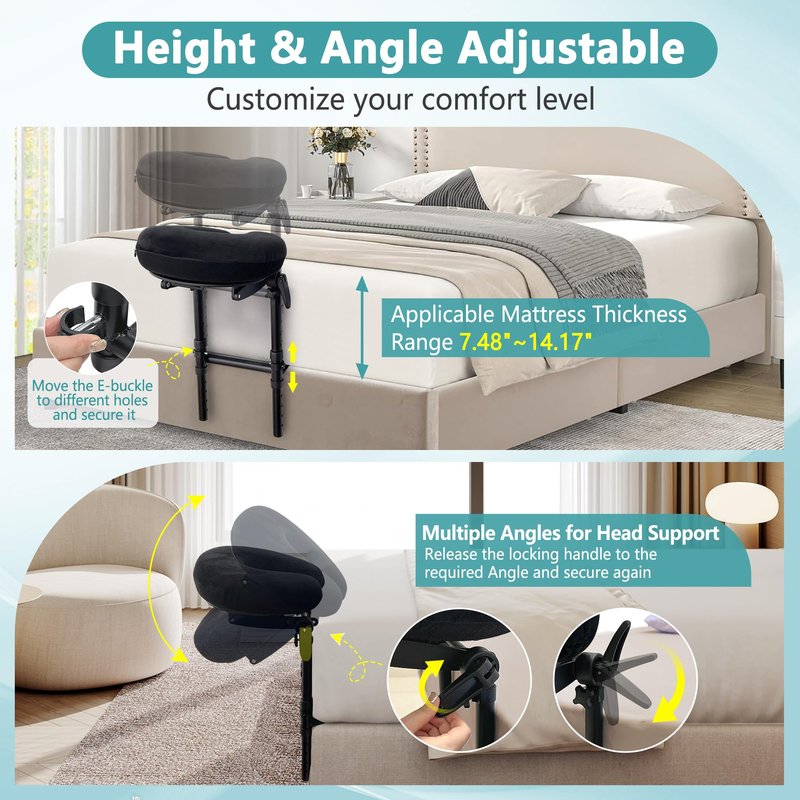 Mattress Top Massage Kit, Massage Headrest Face Pillow for Bed Mattress, Massage Face Cradle Cushion Bed Massage Head Holder, Adjustable Massage Attachment for Mattress, Eye Surgery Recovery Equipment
