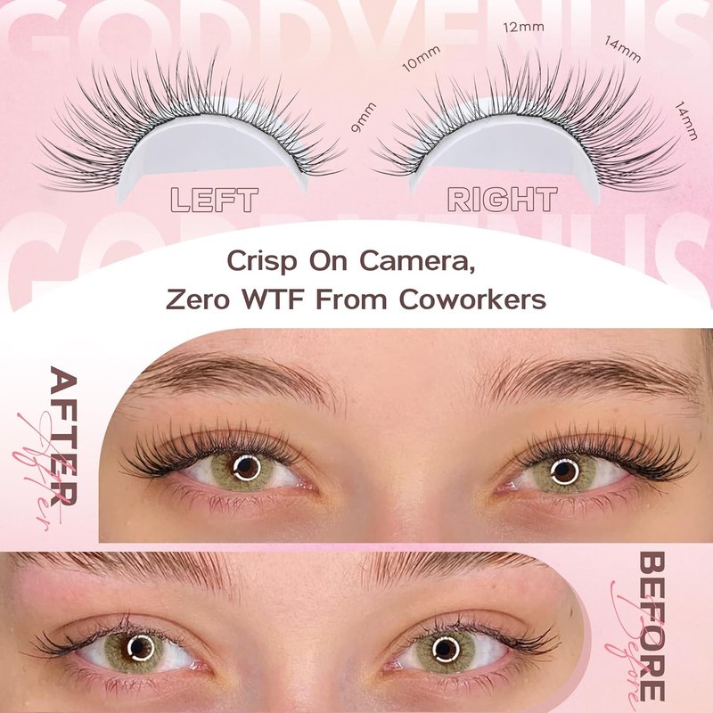 Goddvenus Lash Clusters Kit - 300pcs Wispy C Curl Eyelash Extensions | Natural DIY 9-14mm Clusters with Tweezers