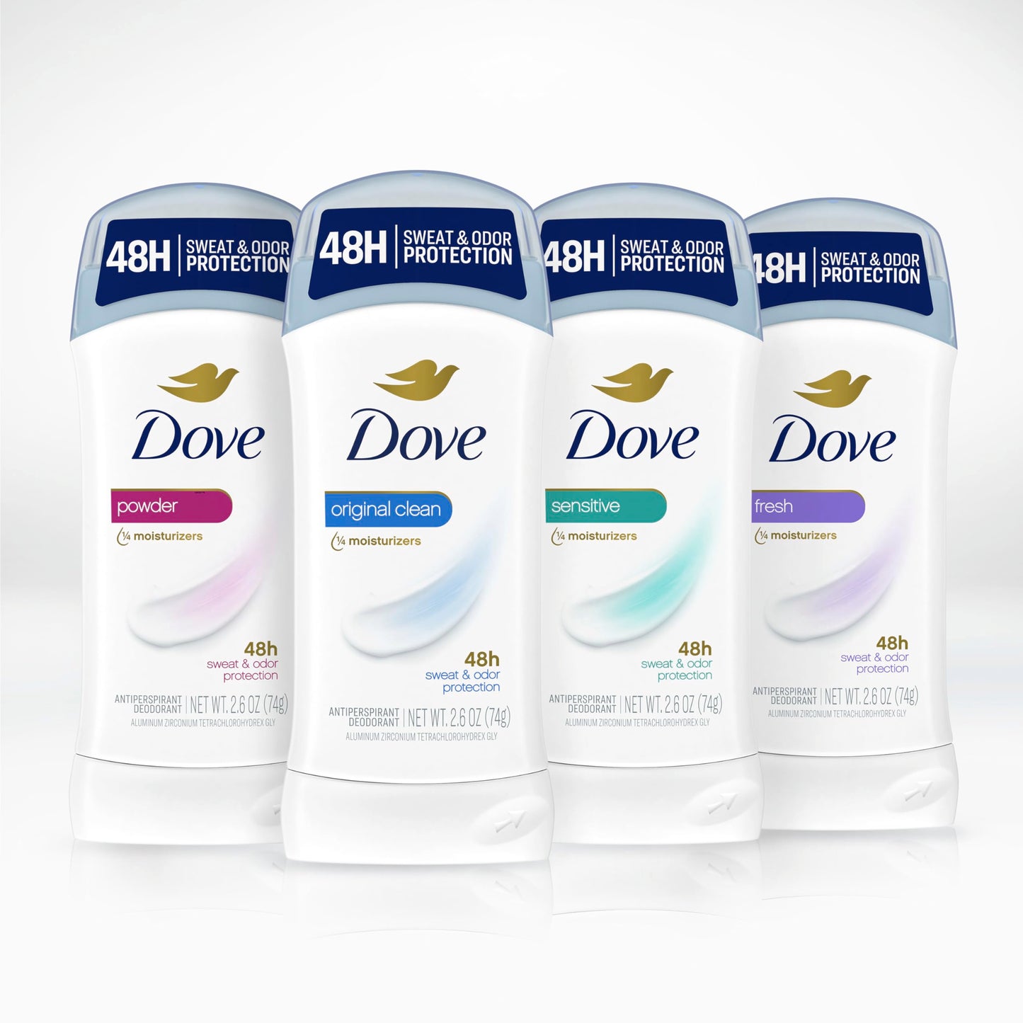 Dove Invisible Solid Antiperspirant Deodorant Stick 2 Count Powder, for Women, For All Day Underarm Sweat & Odor Protection 2.6 oz