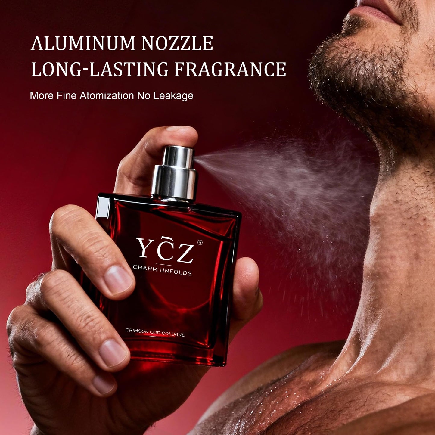Ycz CRIMSON OUD Cologne for Men - Eau De Parfum - 1.7oz Long-Lasting Unique Oriental Woody Perfume with Rose, Raspberry, Papyrus & Amber, Ideal for Everyday Use and Special Occasions