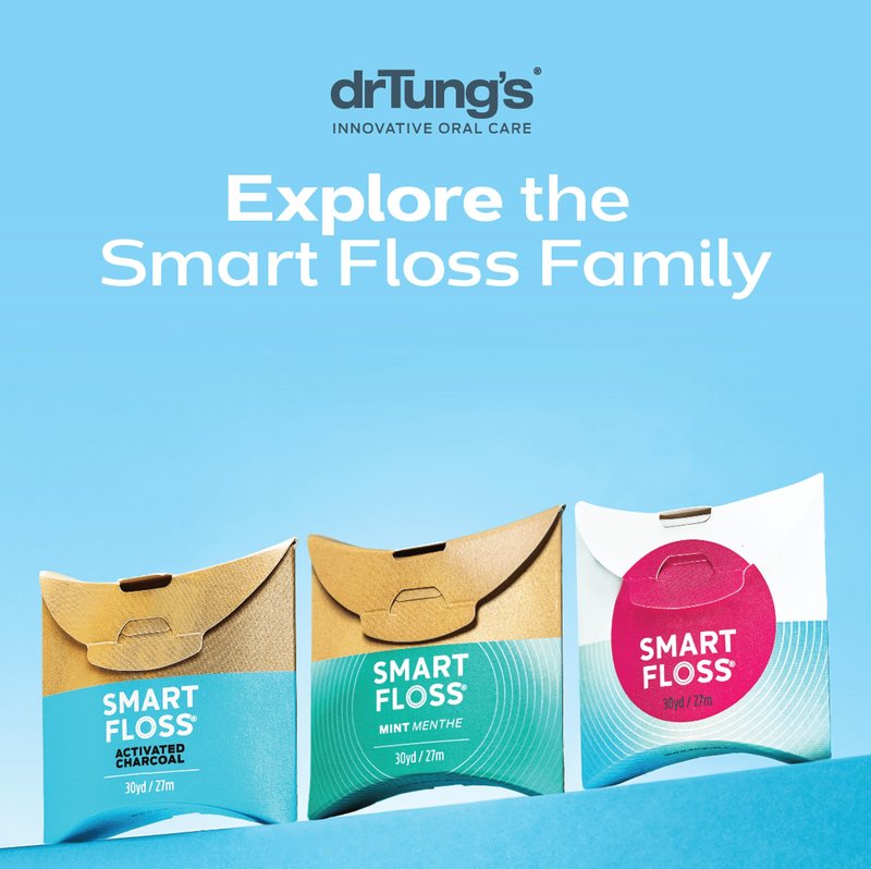 DrTung's Smart Floss - Natural Floss, PTFE & PFAS Free Floss, Gentle on Gums, Expands & Stretches, BPA Free - Cardamom Flavor, Colors Vary (10 Pack)
