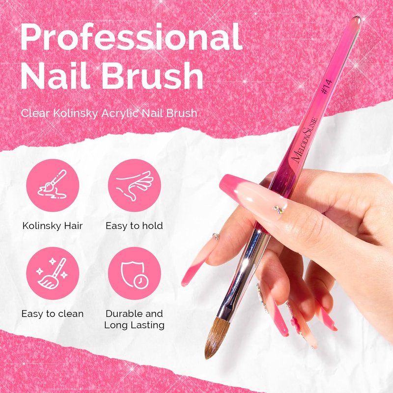 Kolinsky Acrylic Nail Brush - Professional Nail Art Tool for Acrylic Application | 80% Kolinsky Hair, 3D Carving