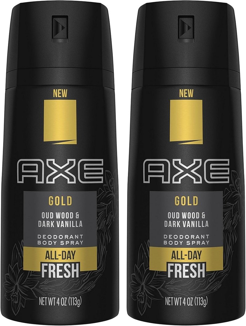 Axe Gold Oud Wood & Dark Vanilla Deodorant Body Spray - 4 oz | Pack of 2, Long-Lasting Fragrance