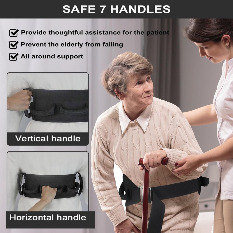 Gait Belts for Seniors, Transfer Belt with Handles, Gate Belts Medical for Elderly, Walking Belt for Lifting Elderly & Patient Physical Therapy - Metal Buckle Anti-Slip Gait Belt for Medical Nursing
