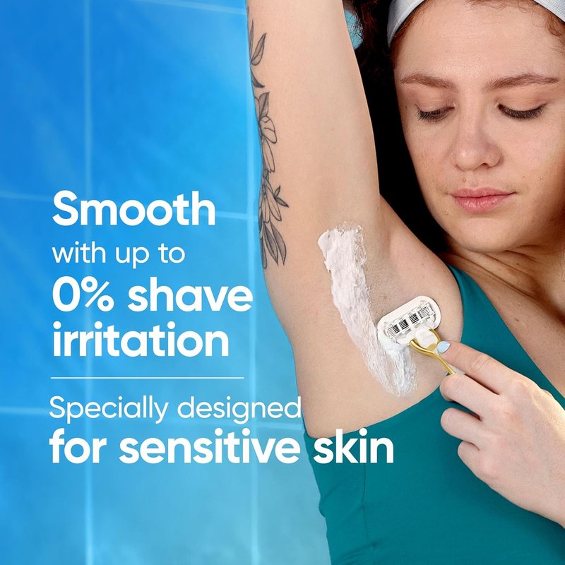 Gillette Venus Extra Smooth Women's Razor - Sensitive Gold Handle with 2 Blade Refills & Shower Holder