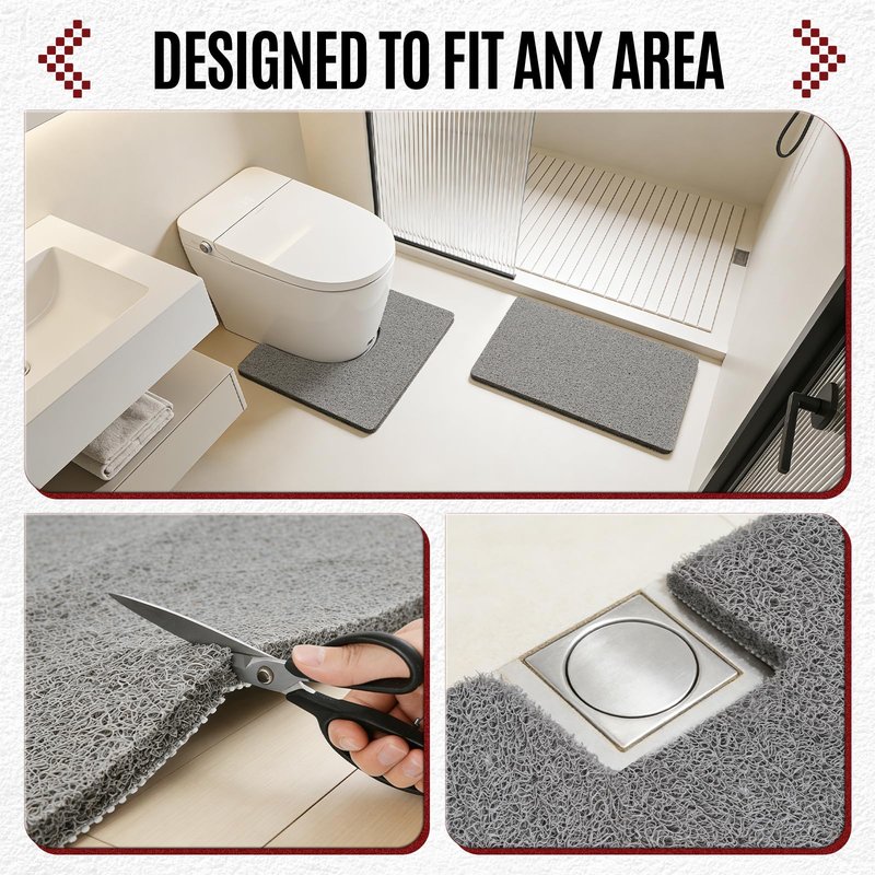 Joyhalo Shower Mat Bathtub Mat Non Slip, Bathmats Non Slip, Quick Drying Foot Scrubber Loofah Mats for Inside Shower, Tub, Bathroom, Home, 17 * 24inch, Grey