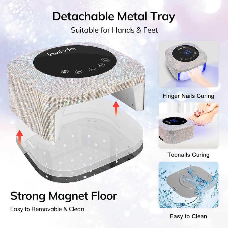 Lavinda UV LED Nail Lamp - Cordless Rechargeable Gel Nail Dryer with 4 Timer Settings | 54W Touch LCD Display